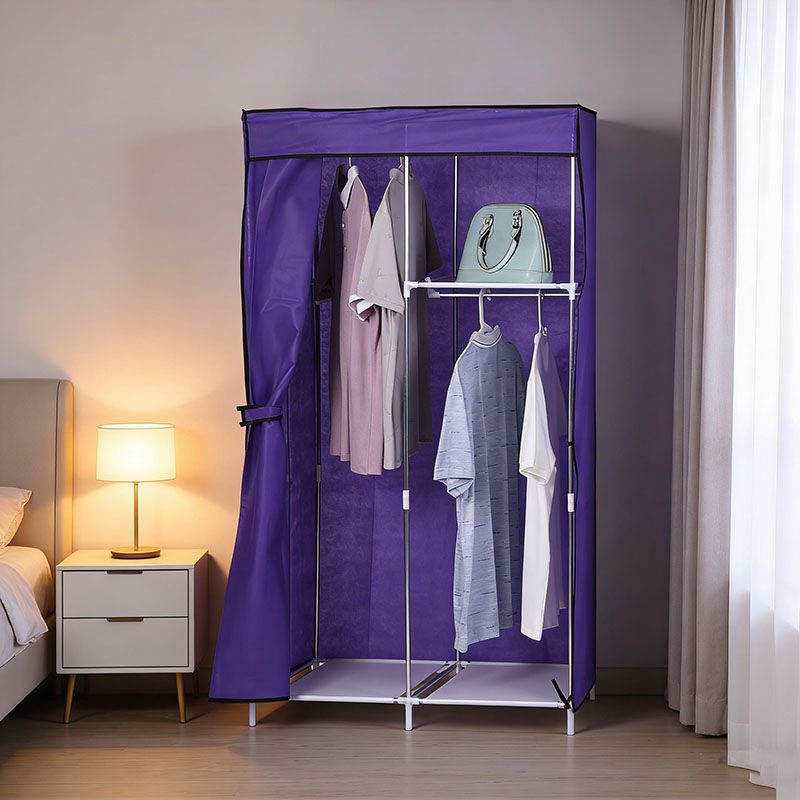 2 Columns DIY Wardrobe,Large Capacity Assemble Closet Wardrobe,Portable Closet for Bedroom,Clothes Rail with Non-Woven Fabric Cover, Clothes Storage Organizer( RN-7503）