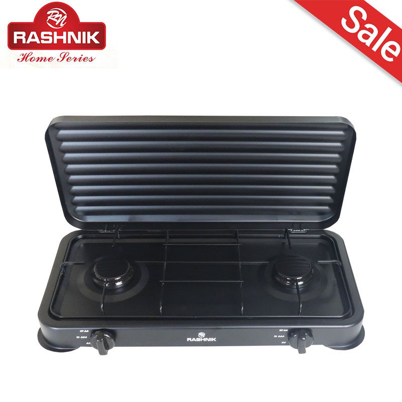 RASHNIK    RN-4084  2  Burner  Deluxe Gas  Cooker  Gas Stove with  External Protection Cover For Outdoor Usage 4,4(2x2,2) kw Power Can be used with LP Gas