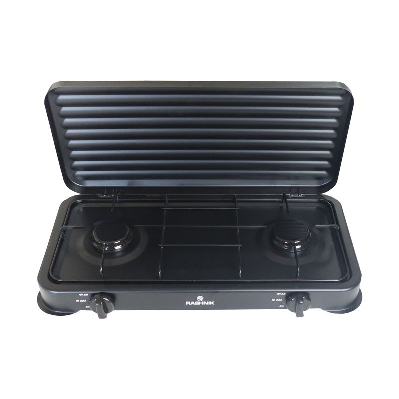 RASHNIK    RN-4084  2  Burner  Deluxe Gas  Cooker  Gas Stove with  External Protection Cover For Outdoor Usage 4,4(2x2,2) kw Power Can be used with LP Gas