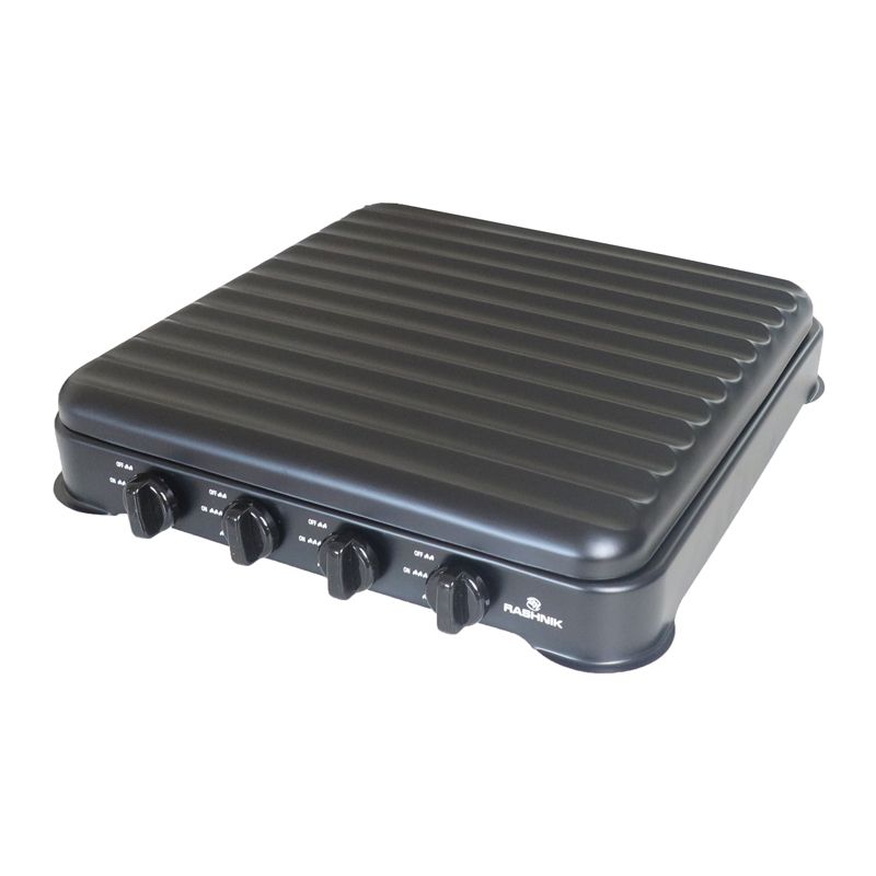 RASHNIK RN-4085  Stainless Steel Deluxe 4 Burner Table Top Gas Cooker Stove  Cooktop Gas Stove  with External Protection Cover For Outdoor Usage 8.8(4x2,2) kw Power Can be used with LP Gas
