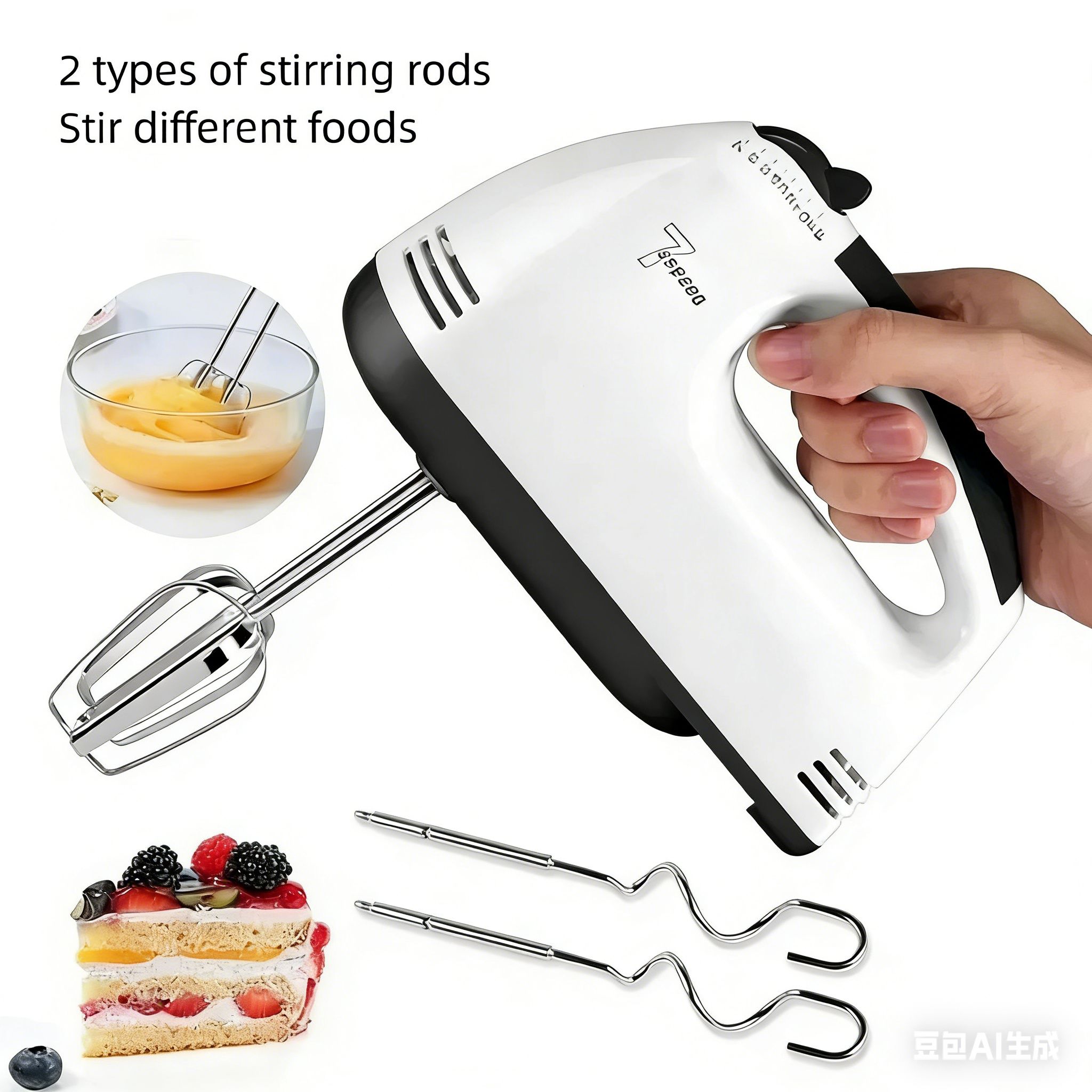 Electric Hand Mixer Whisk Egg Beater Food Stirrer Grinder Blender Kitchenware Kitchen Tools Utensils Cooking Machine Cookware (50800)