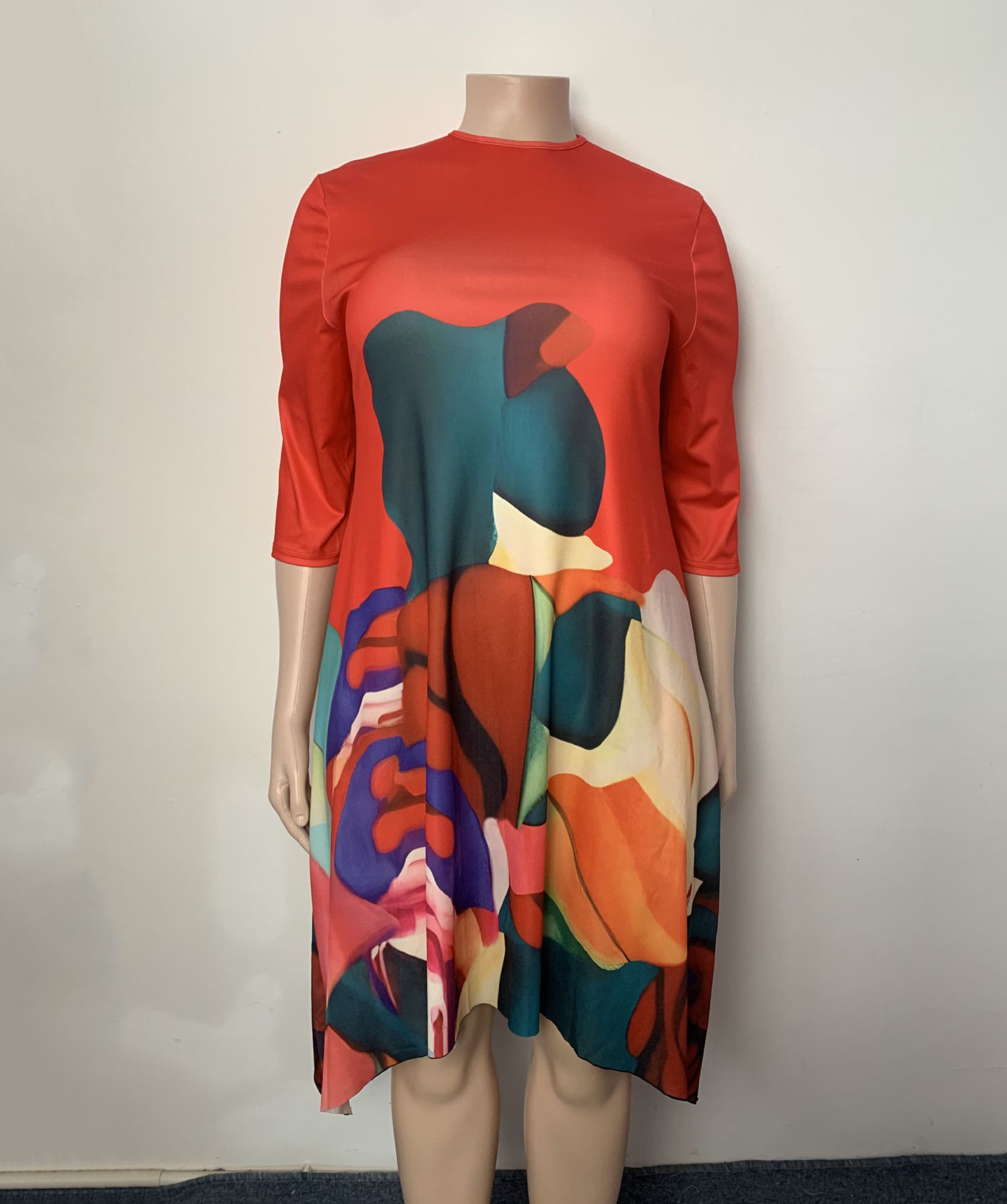 Hot Sale Plus Size Irregular Printed Confidence Casual African Straight Dresses