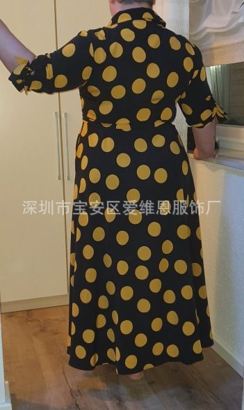 Large Size Hot Selling Shirt Long Sleeved Polka Dot Printed Dress