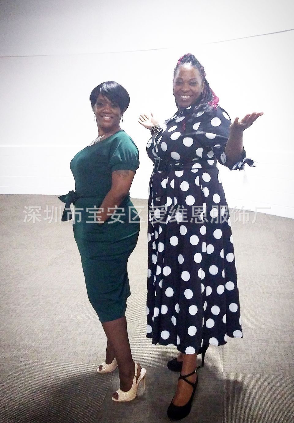 Large Size Hot Selling Shirt Long Sleeved Polka Dot Printed Dress