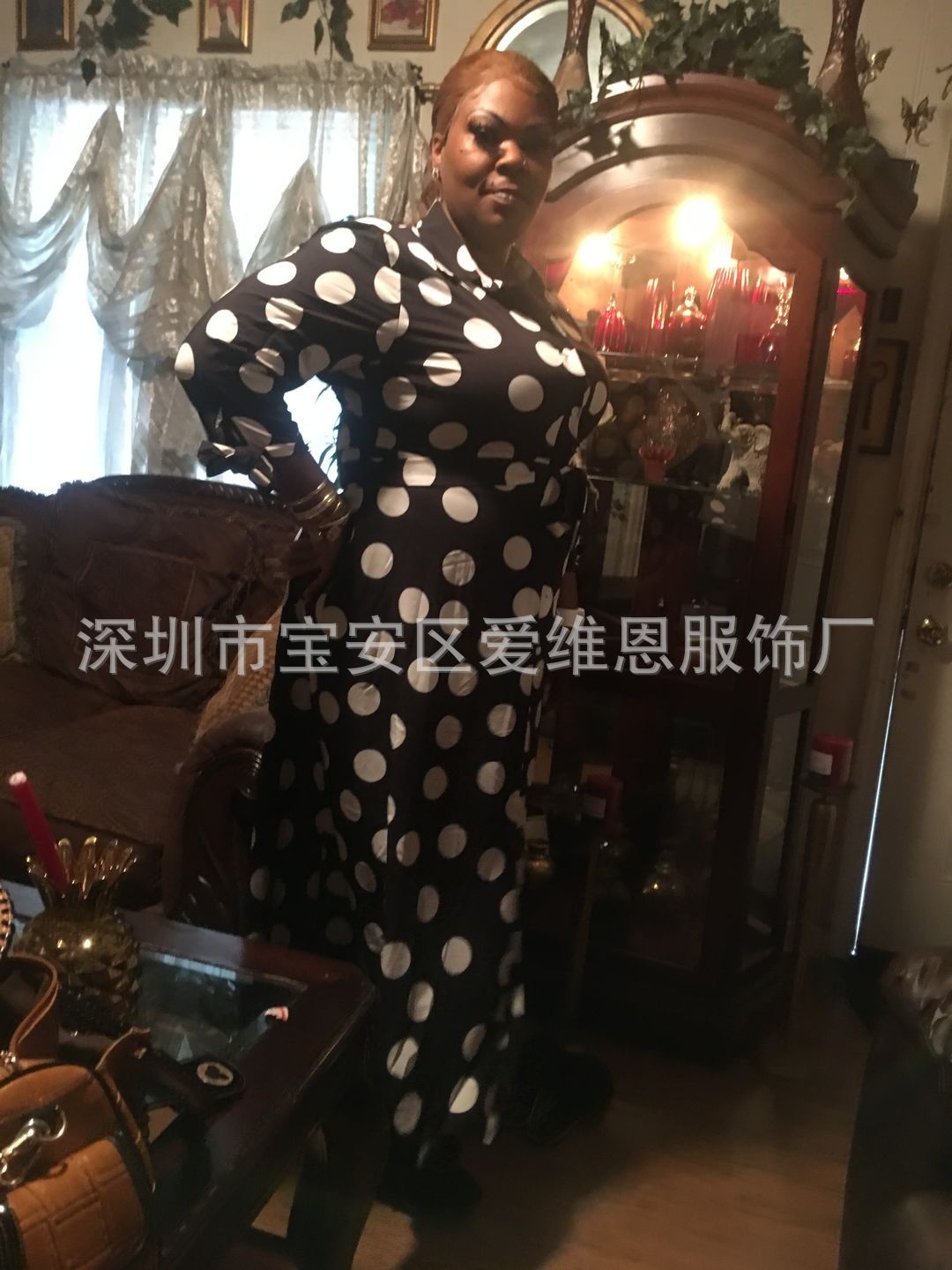 Large Size Hot Selling Shirt Long Sleeved Polka Dot Printed Dress