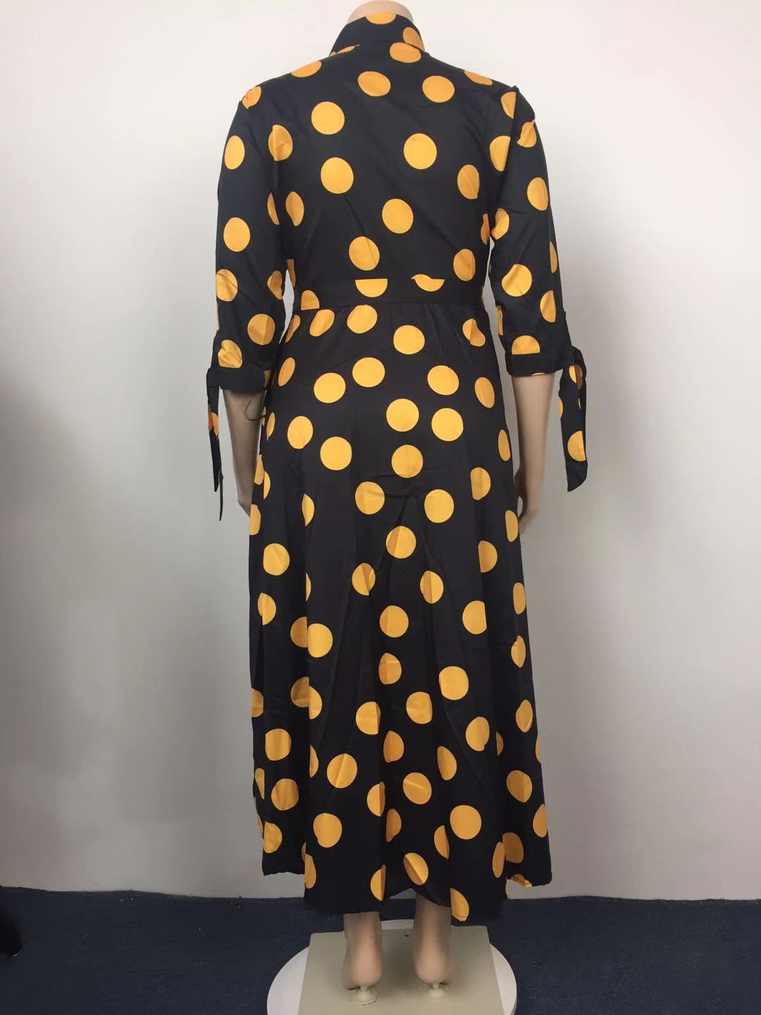 Large Size Hot Selling Shirt Long Sleeved Polka Dot Printed Dress