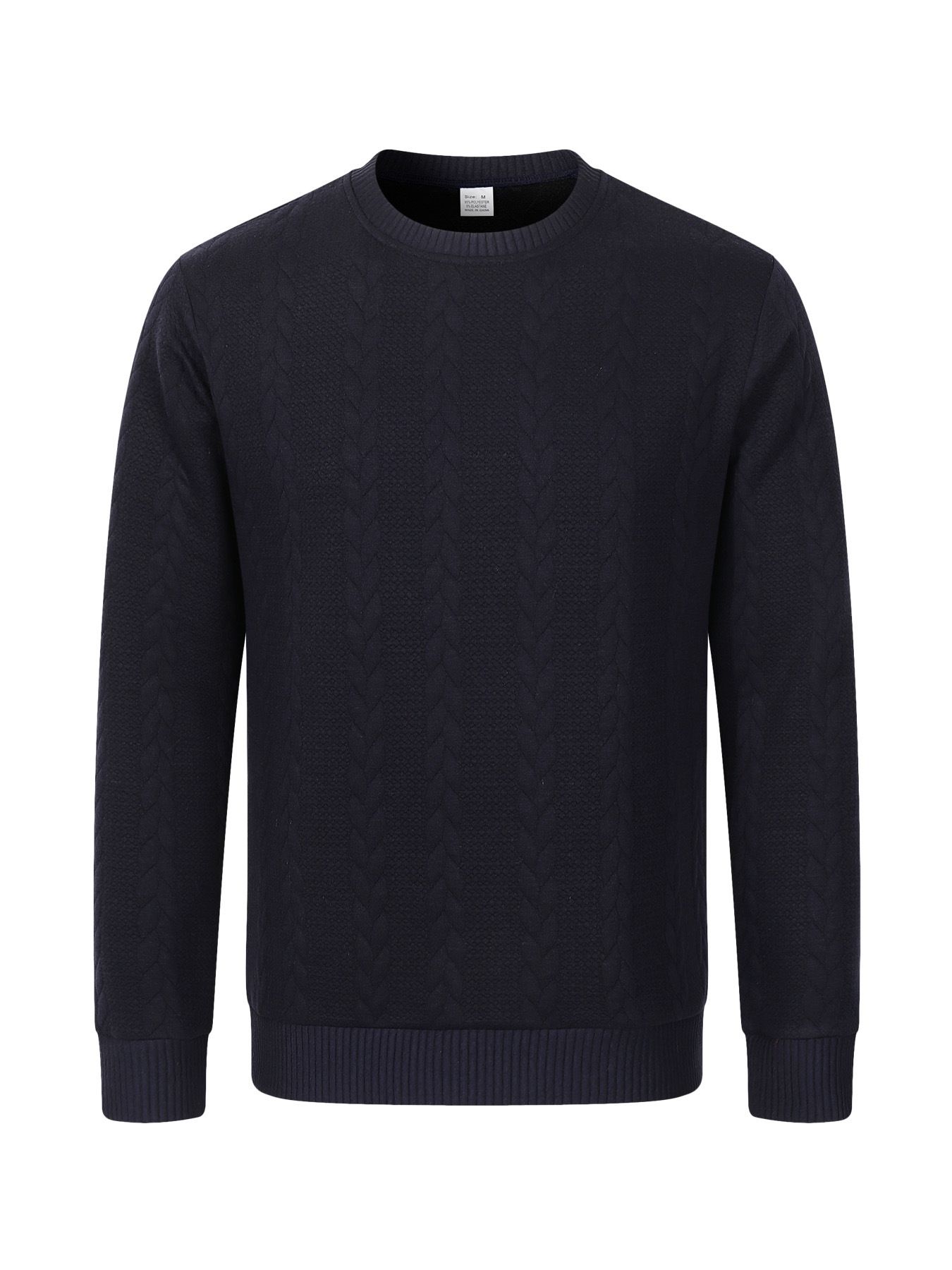 Men's Solid Colour Round Neck Long Sleeve Heavy Jacquard Men's Twist Pullover Sweatshirt