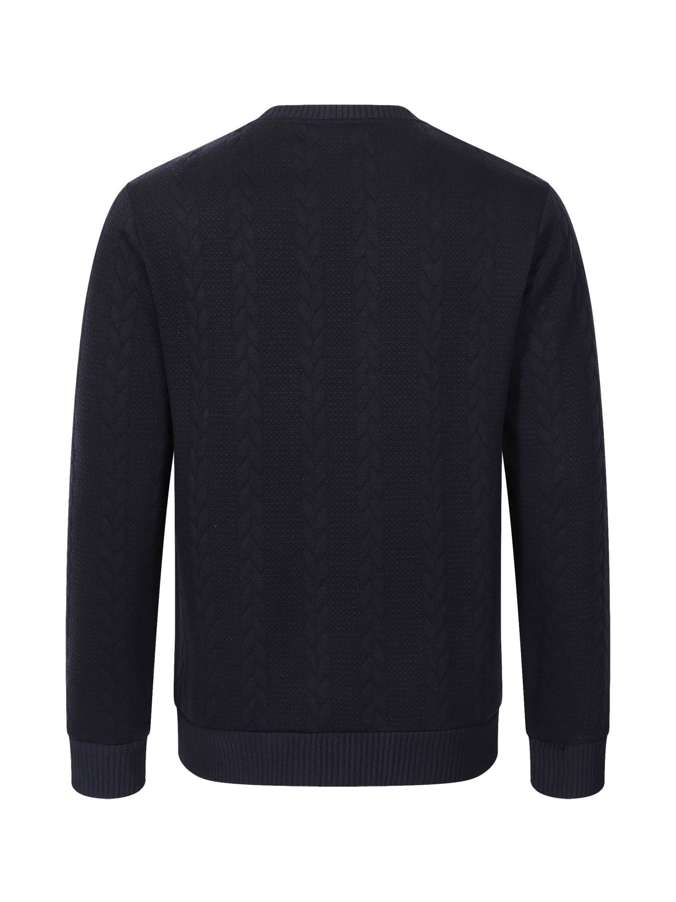Men's Solid Colour Round Neck Long Sleeve Heavy Jacquard Men's Twist Pullover Sweatshirt