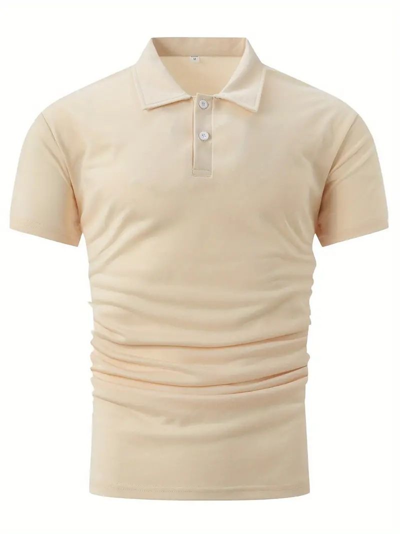 Men's Casual Solid Colour Button Short Sleeve T-Shirt Beaded Ground Small Twill POLO Shirt for Men