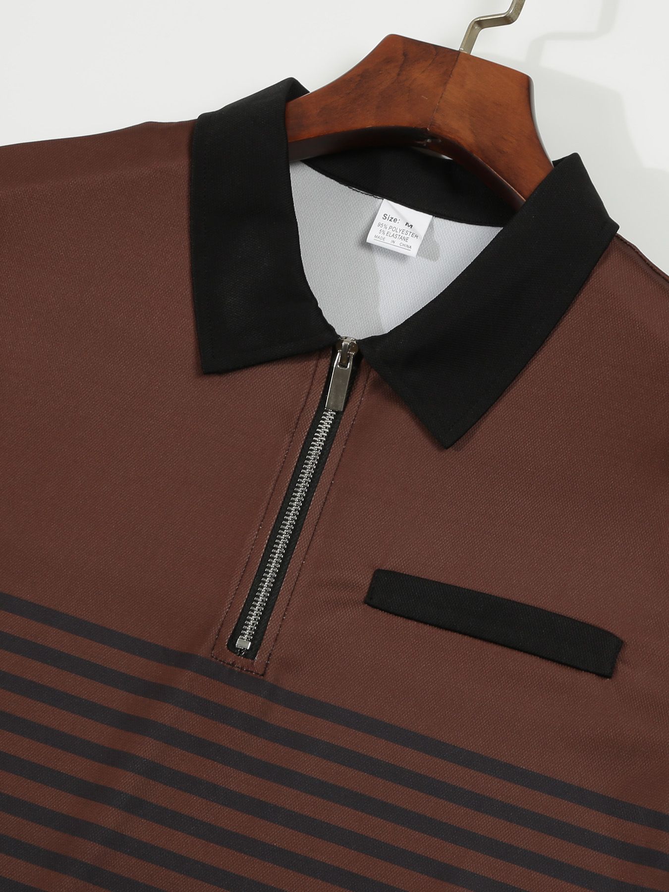 Men's Casual POLO Shirt Chest Fake Pocket Lapel Zip Business T-Shirt 3D Top