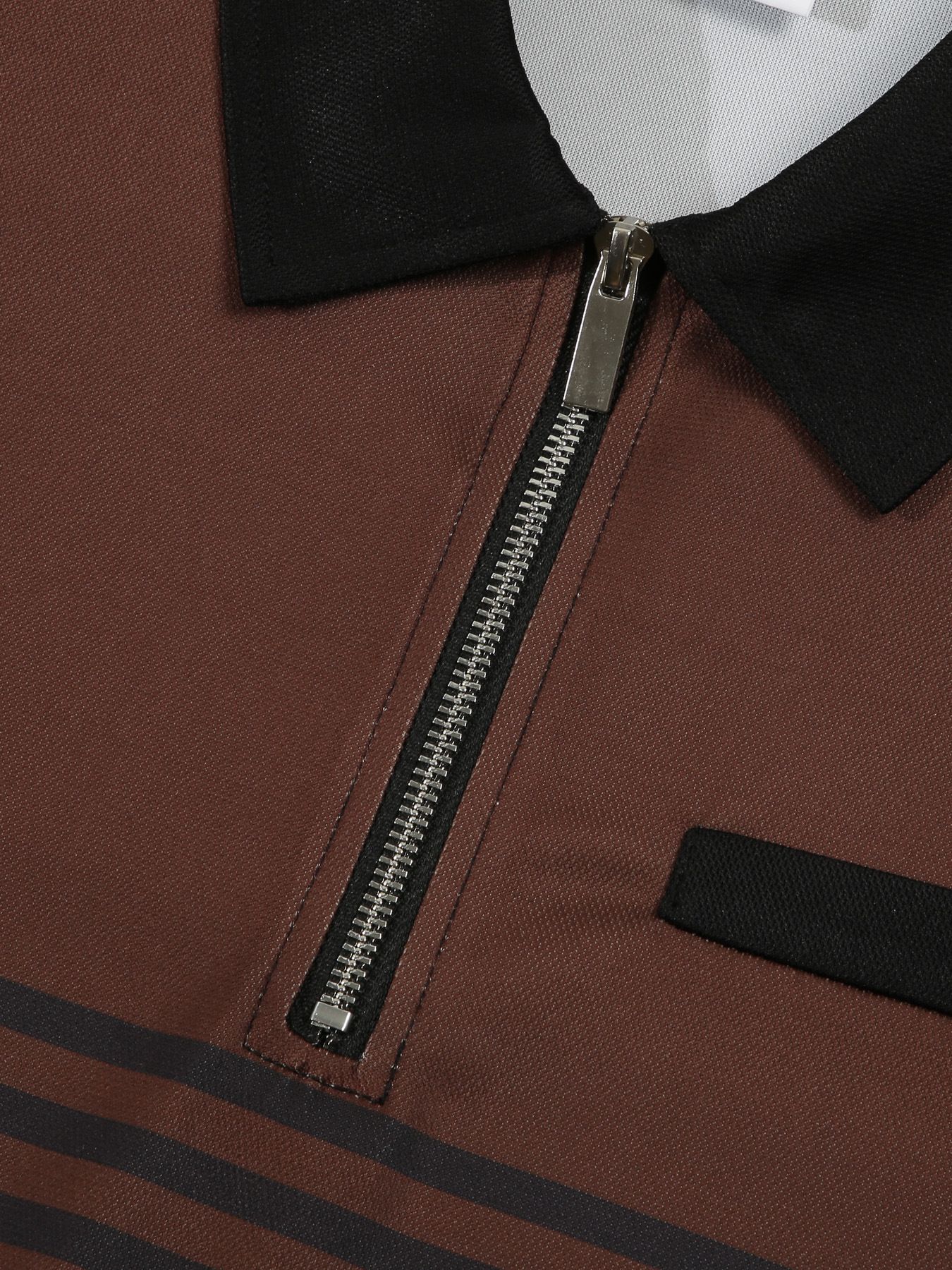 Men's Casual POLO Shirt Chest Fake Pocket Lapel Zip Business T-Shirt 3D Top