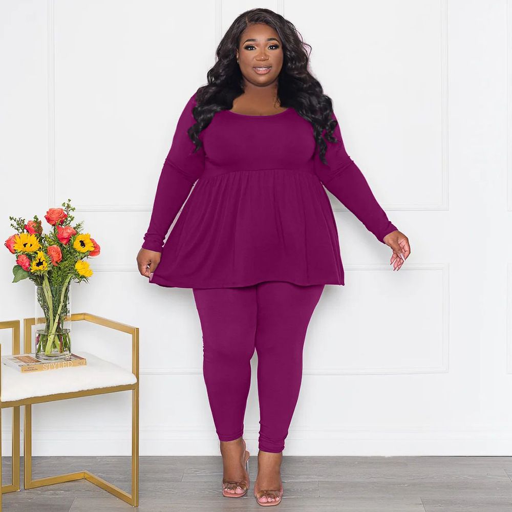 Women's Plus Size Women's Suit Long Sleeved T-shirt Two-piece Set for women