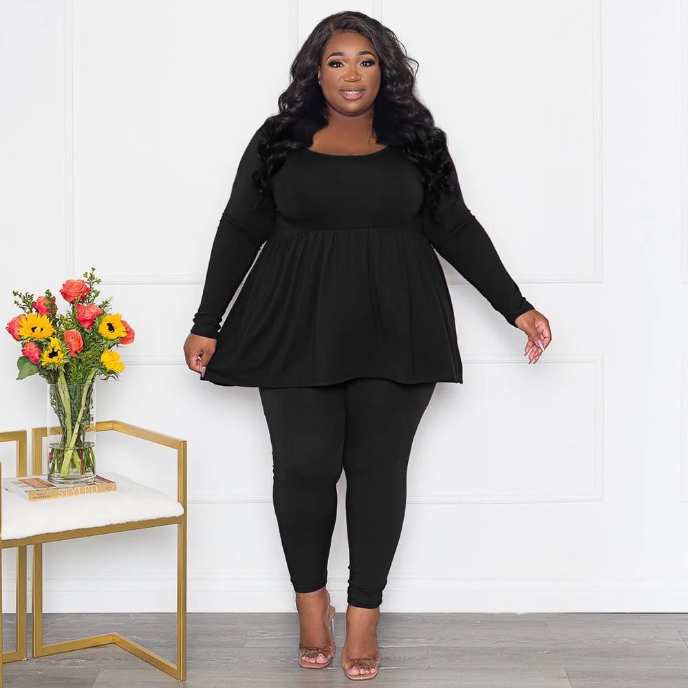 Women's Plus Size Women's Suit Long Sleeved T-shirt Two-piece Set for women