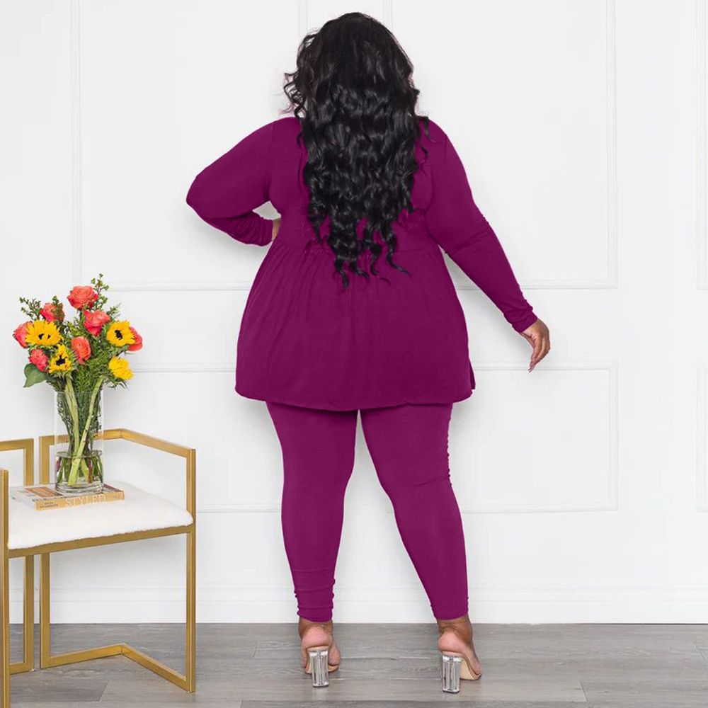 Women's Plus Size Women's Suit Long Sleeved T-shirt Two-piece Set for women