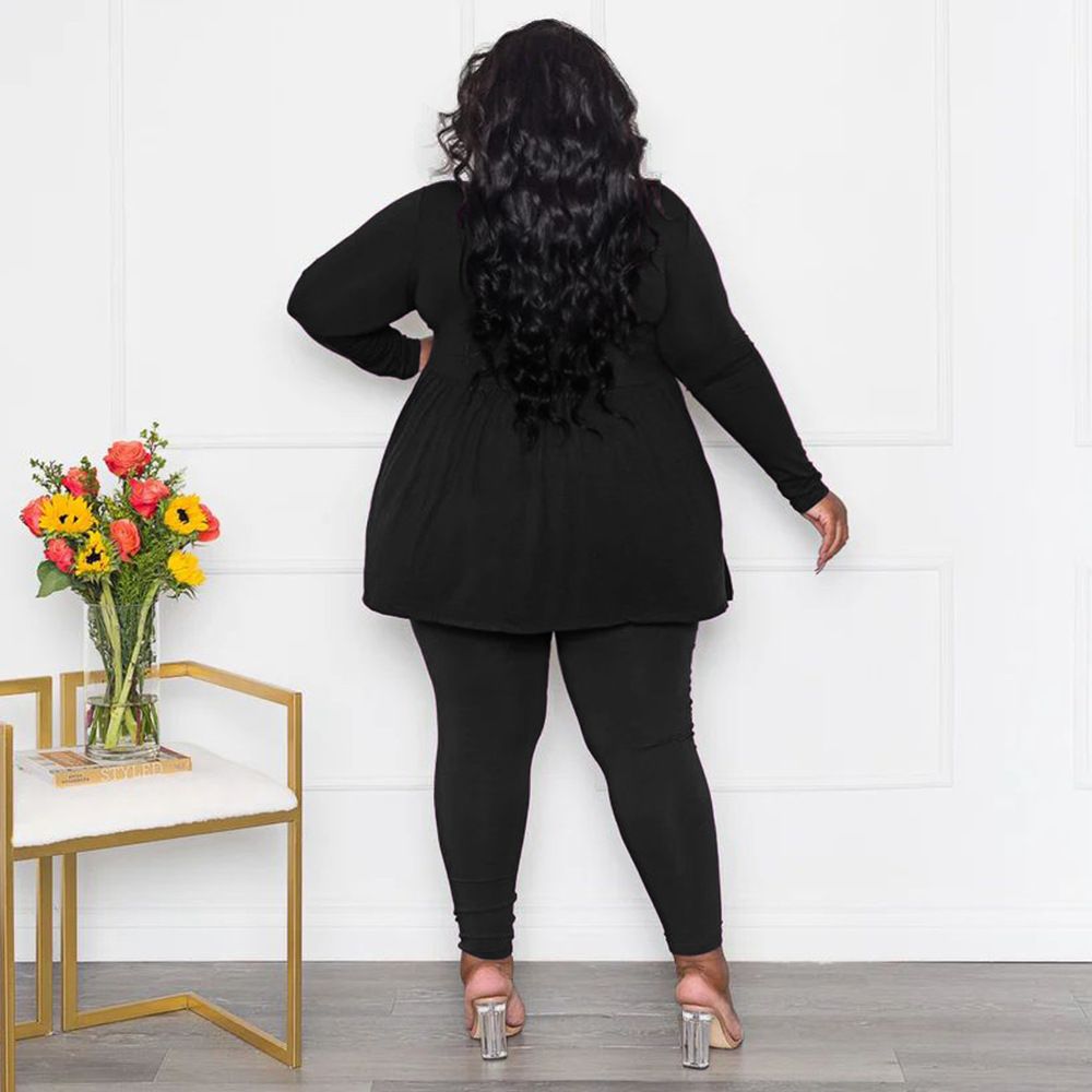 Women's Plus Size Women's Suit Long Sleeved T-shirt Two-piece Set for women