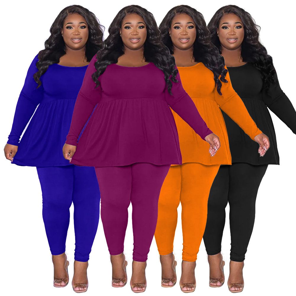 Women's Plus Size Women's Suit Long Sleeved T-shirt Two-piece Set for women