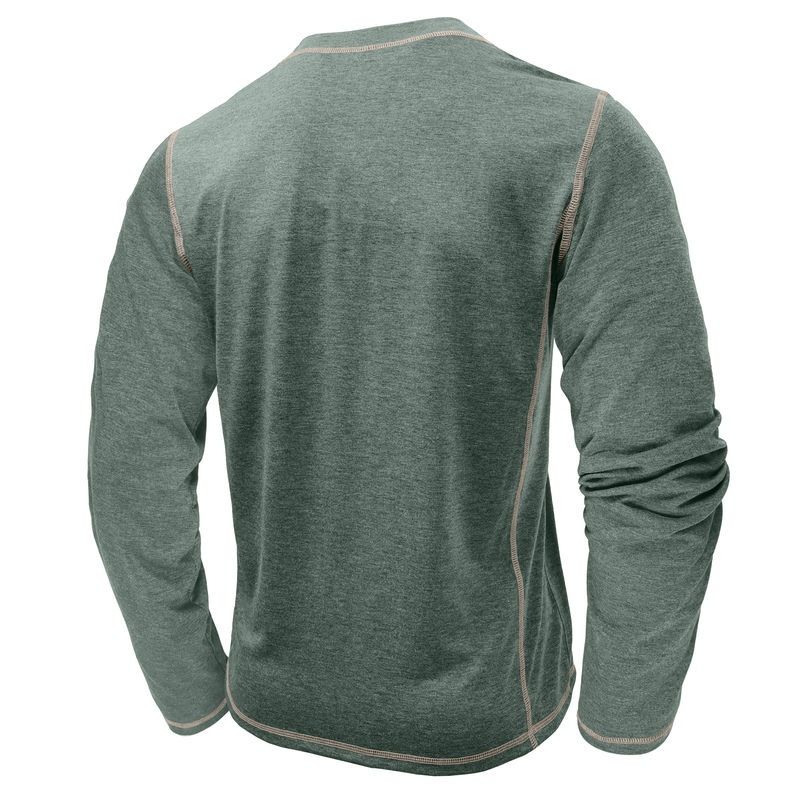 Men's Large Size Men's Long-sleeved T-shirt Men's Henley Shirt Four Buttons Tops