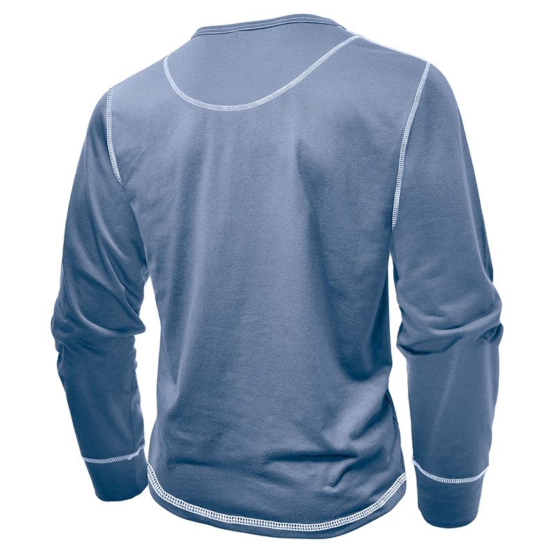 2025 Long Sleeve Henley Shirt Men's Round Neck t-shirt Colorblocking Tops Compassionate Menswear