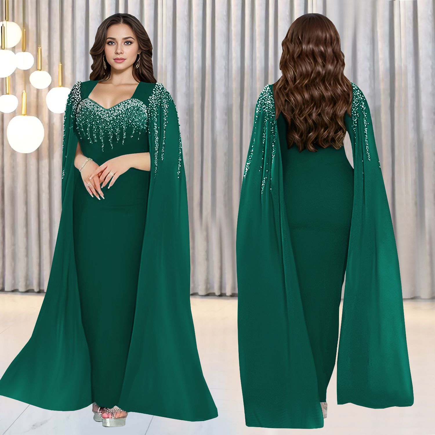 Fashion Women's Elegant Temperament Hot Drilling Evening Dresses