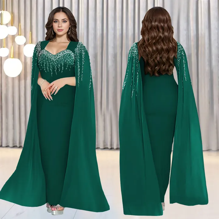 Fashion Women's Elegant Temperament Hot Drilling Evening Dresses