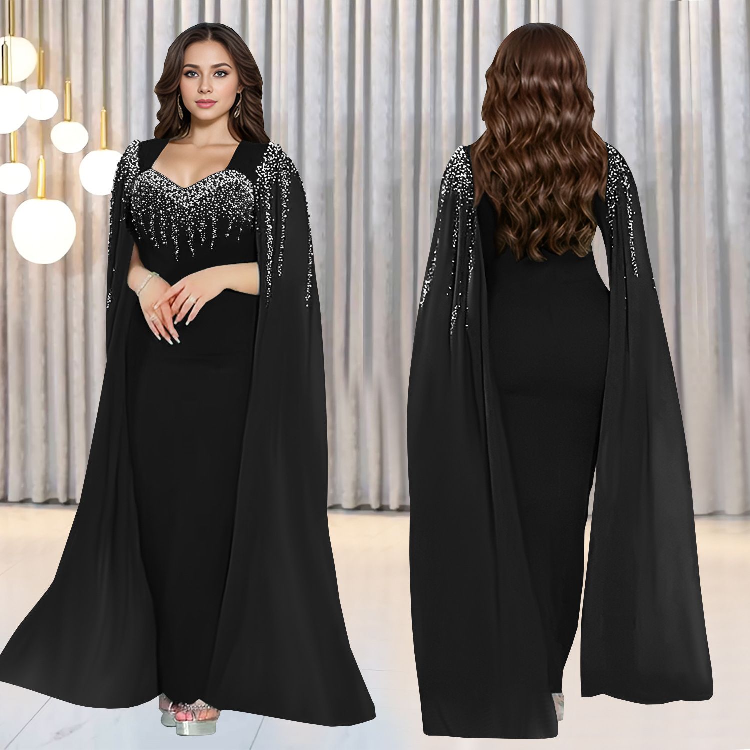 Fashion Women's Elegant Temperament Hot Drilling Evening Dresses