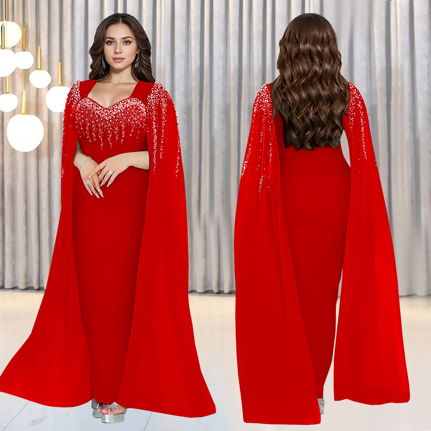 Fashion Women's Elegant Temperament Hot Drilling Evening Dresses