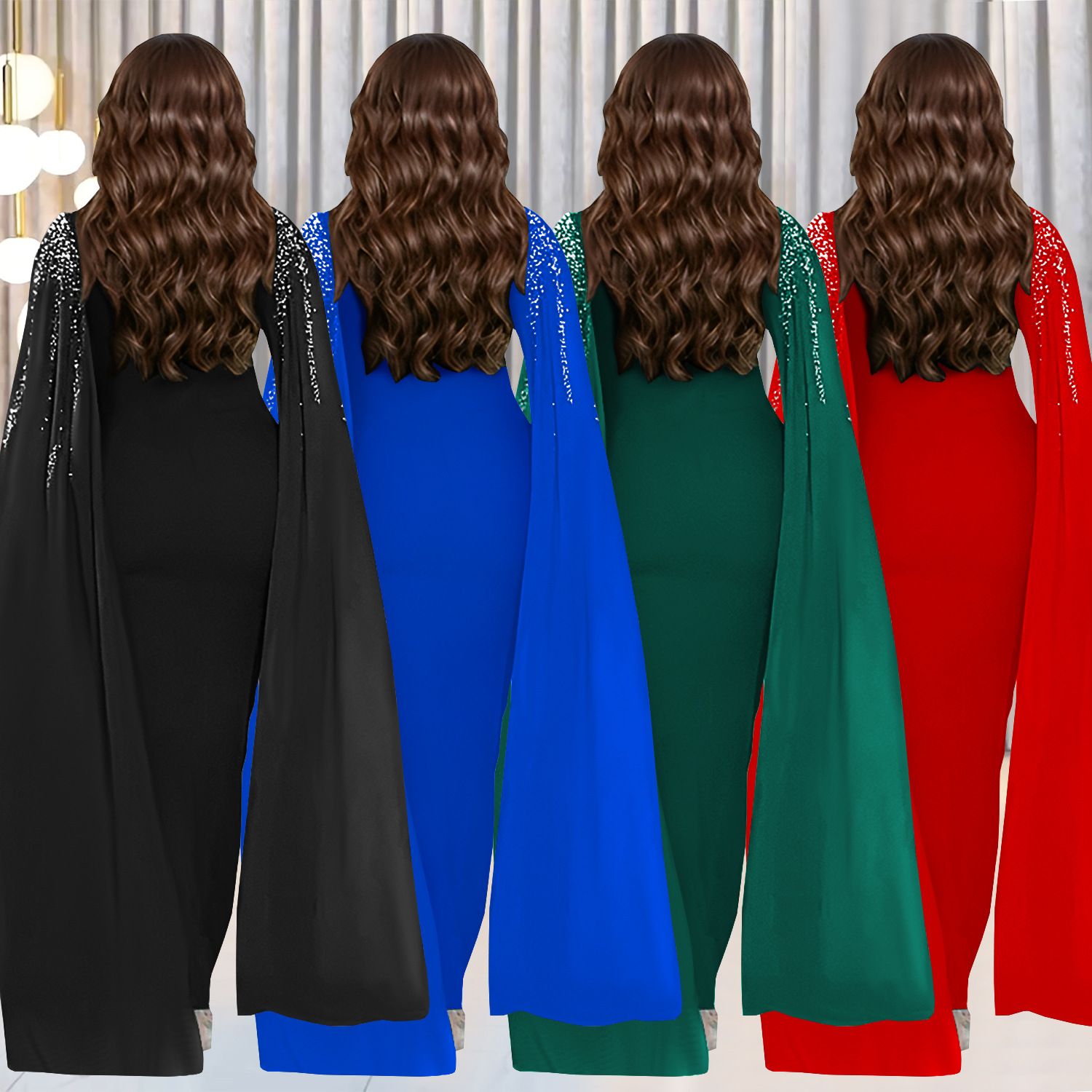 Fashion Women's Elegant Temperament Hot Drilling Evening Dresses