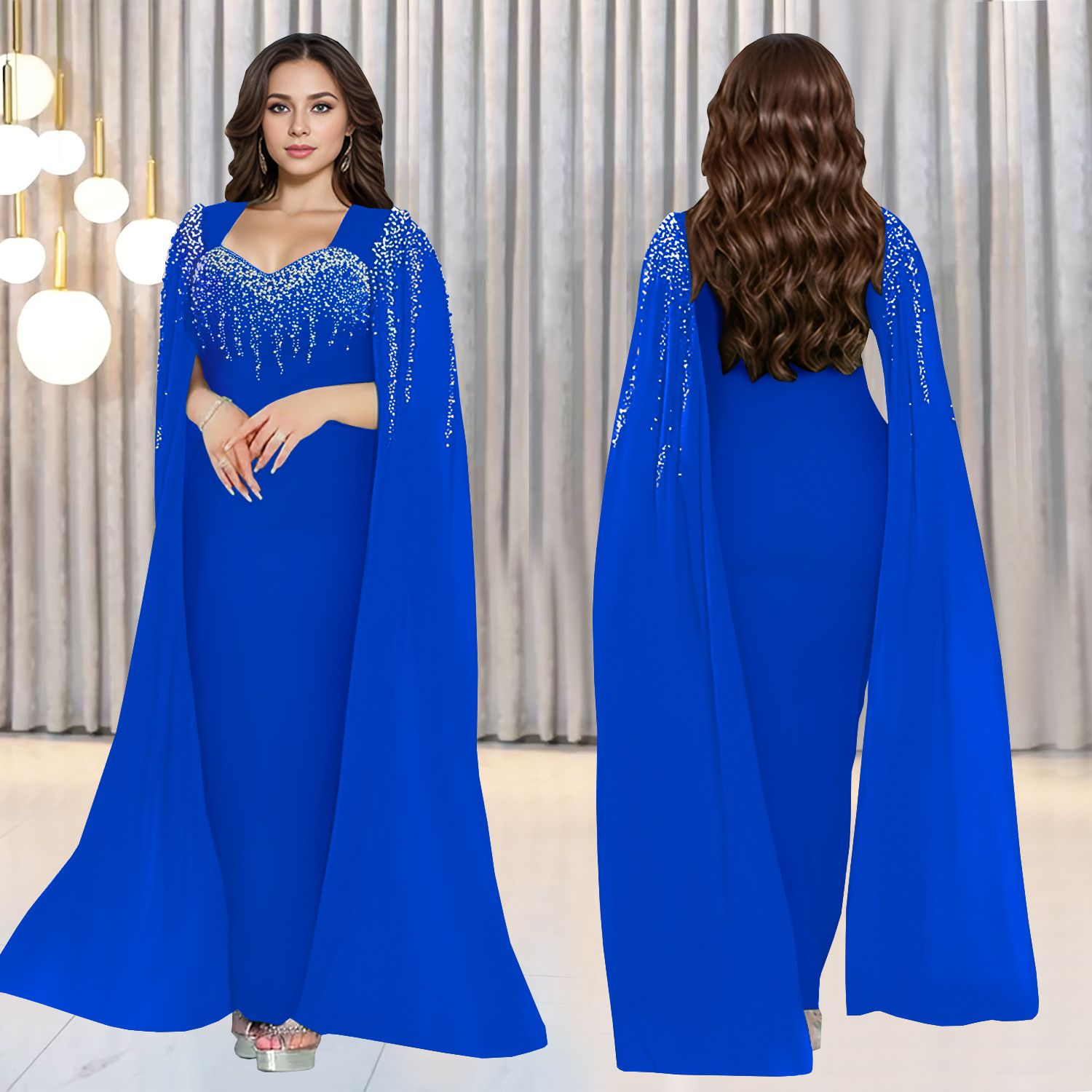 Fashion Women's Elegant Temperament Hot Drilling Evening Dresses