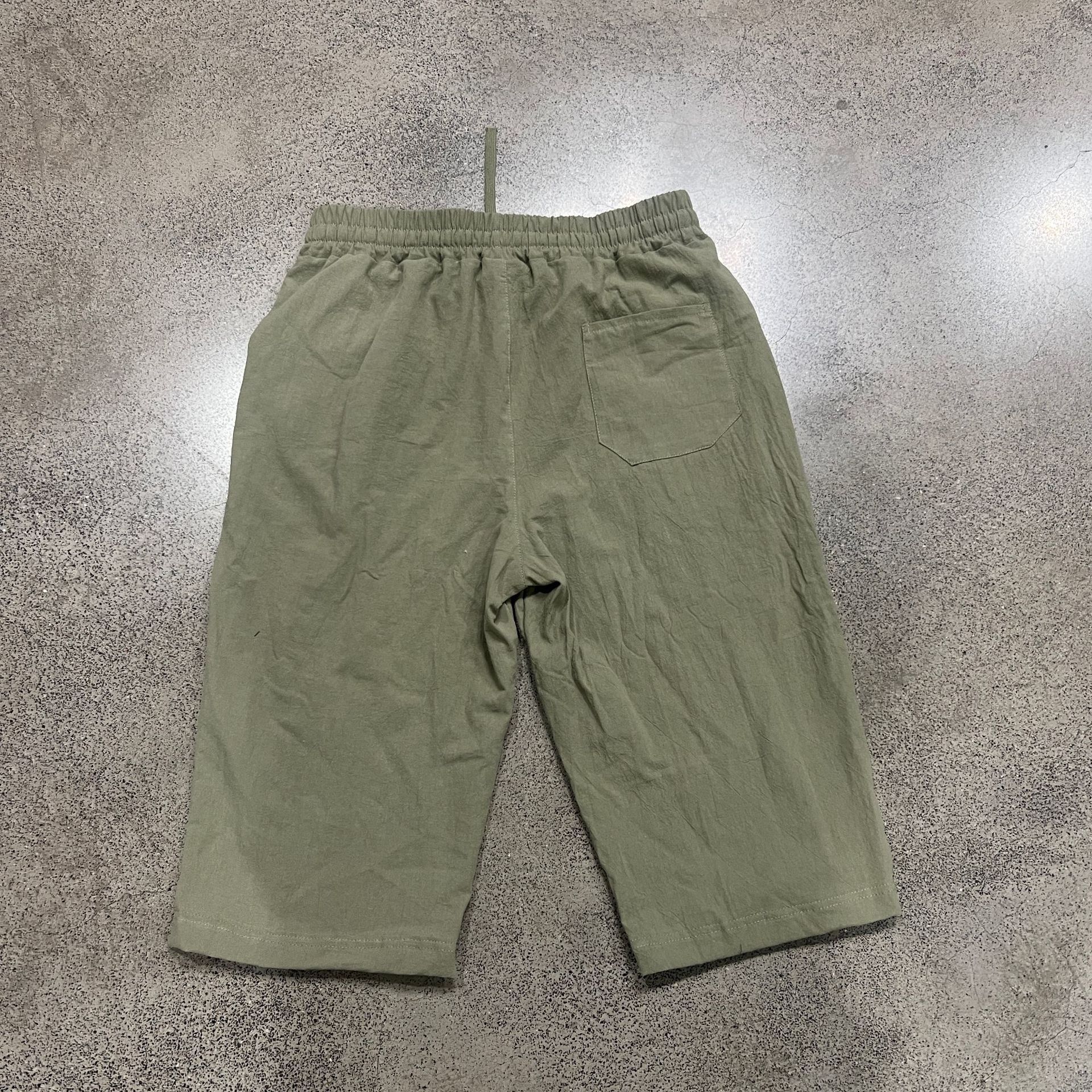 Linen Men's Casual Pants Summer Thin Section Loose Sports Straight Beach 7-minute Shorts
