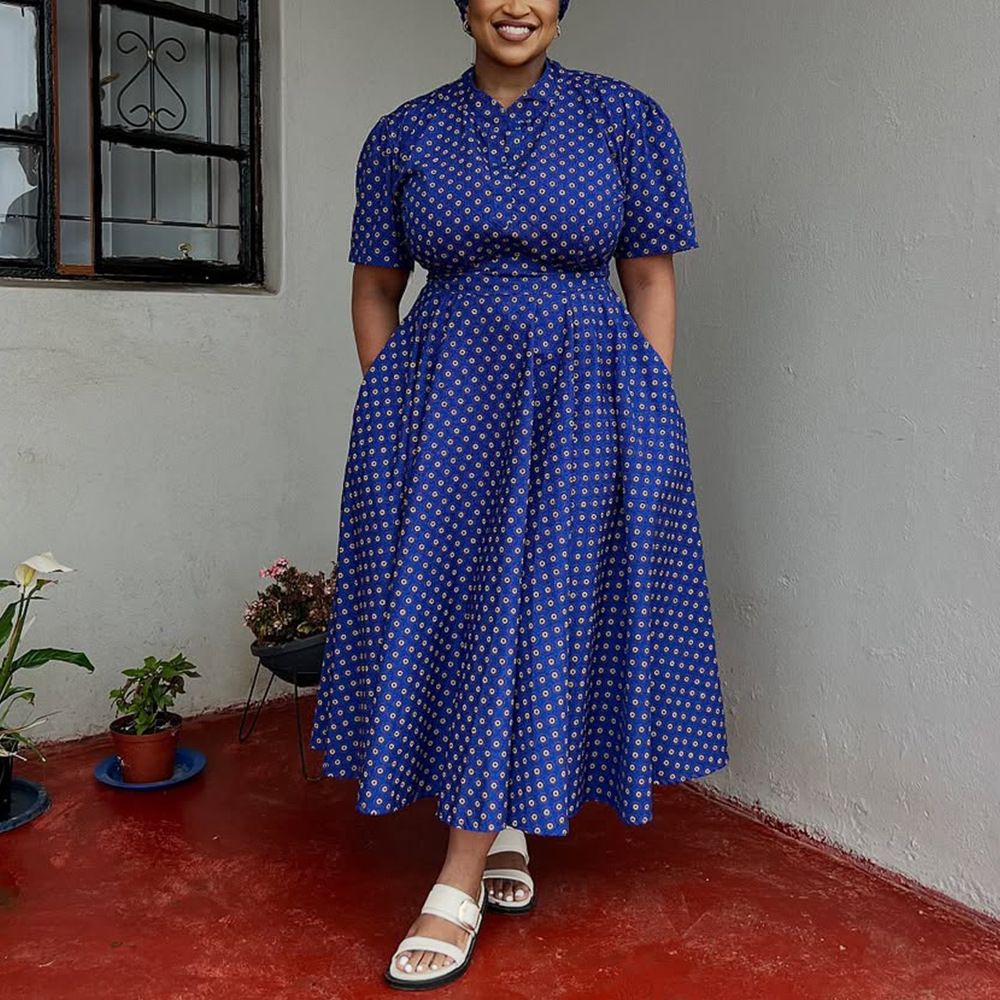 Women's 2025 Summer Short Sleeve V-Neck Bohemian Polka Dot Printed Dresses Plus Size Long Dresses Women