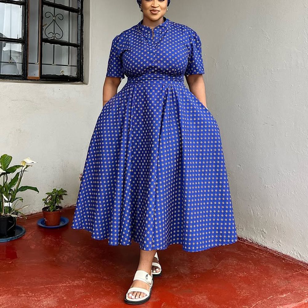 Women's 2025 Summer Short Sleeve V-Neck Bohemian Polka Dot Printed Dresses Plus Size Long Dresses Women