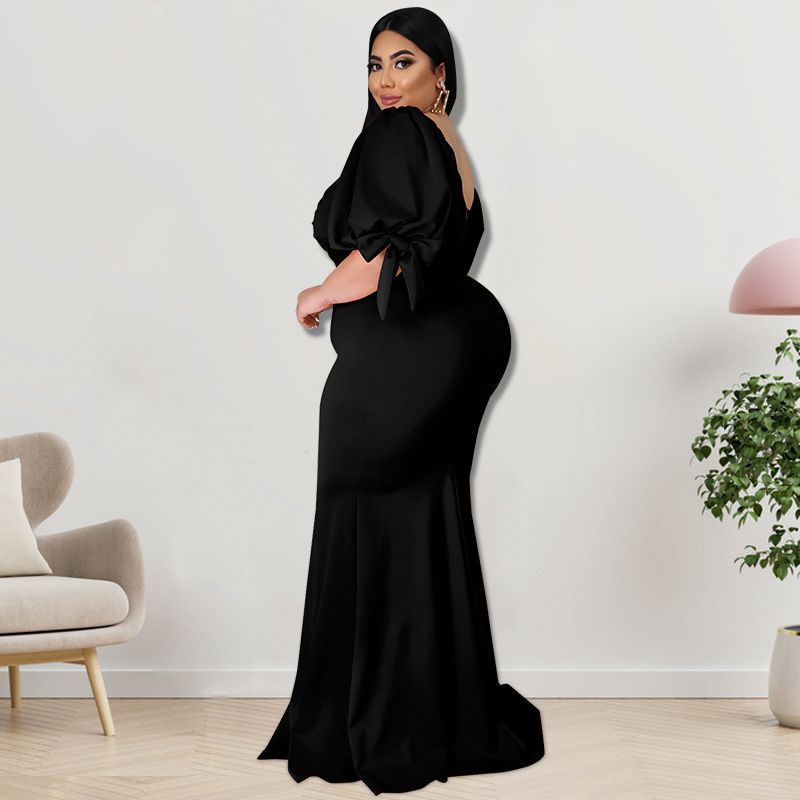 Plus Size Women's Willow Edge Bubble Sleeve Split Large Hem Fashion Dresses