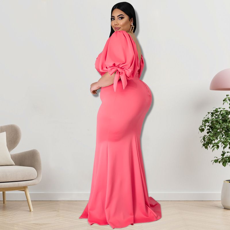 Plus Size Women's Willow Edge Bubble Sleeve Split Large Hem Fashion Dresses