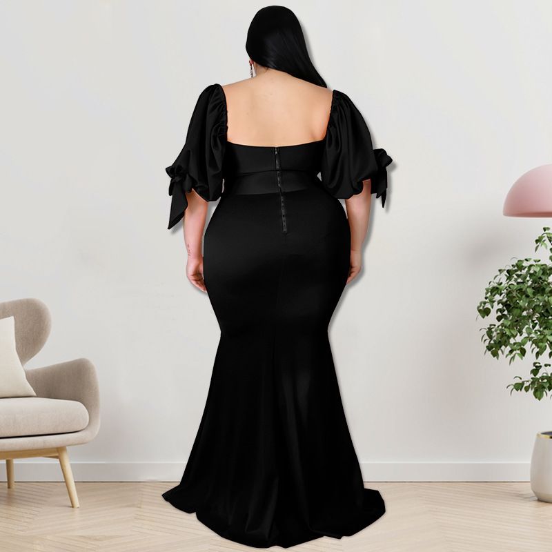 Plus Size Women's Willow Edge Bubble Sleeve Split Large Hem Fashion Dresses