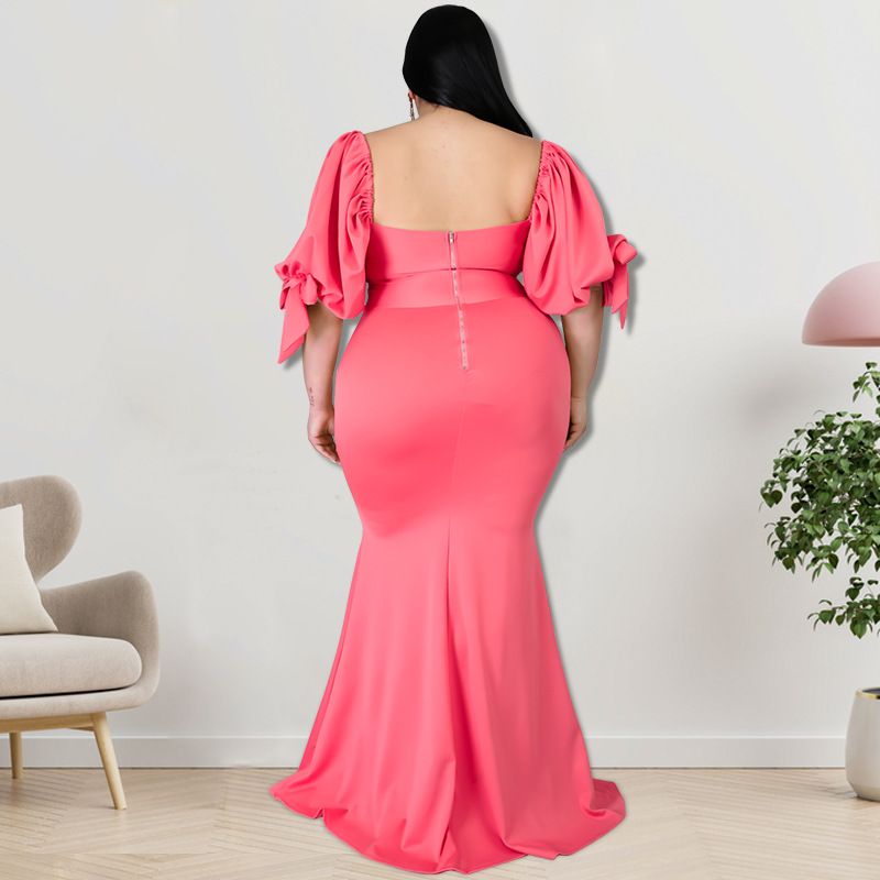 Plus Size Women's Willow Edge Bubble Sleeve Split Large Hem Fashion Dresses