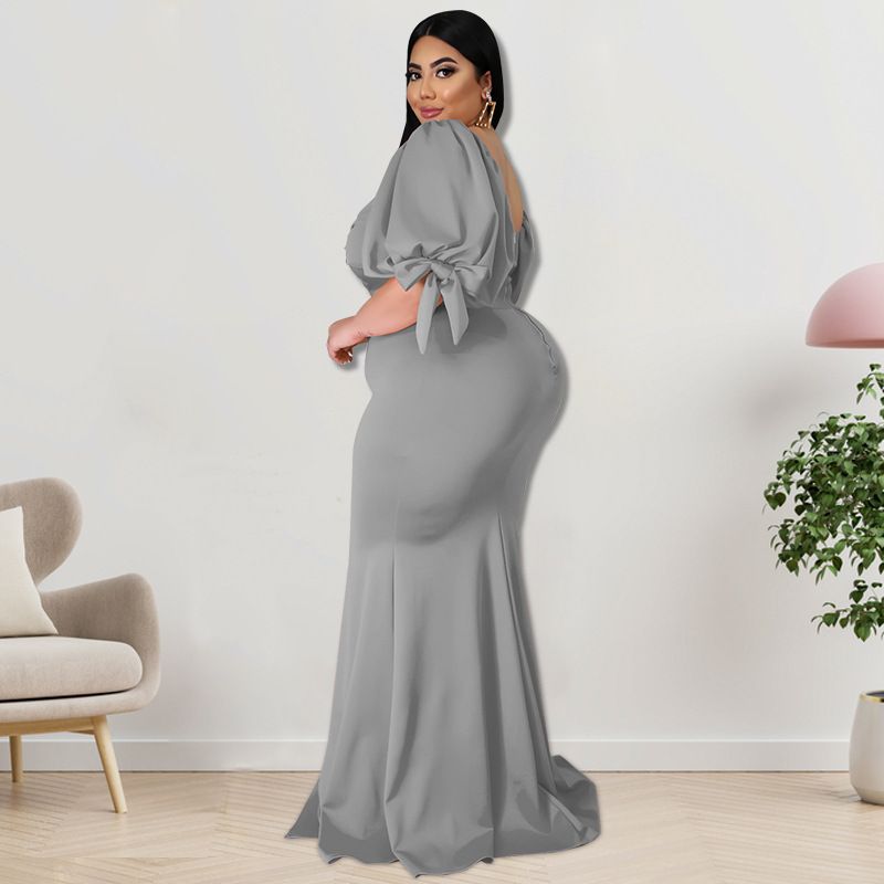 Plus Size Women's Willow Edge Bubble Sleeve Split Large Hem Fashion Dresses