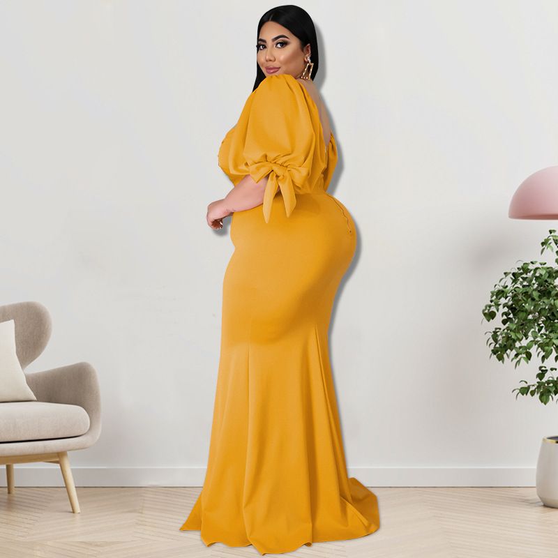 Plus Size Women's Willow Edge Bubble Sleeve Split Large Hem Fashion Dresses