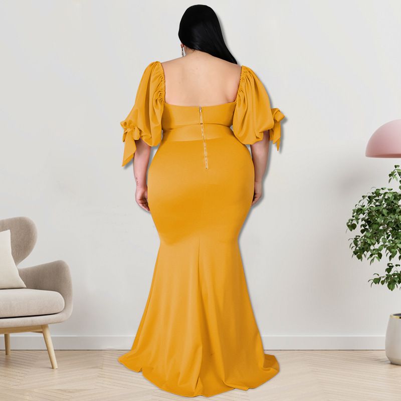 Plus Size Women's Willow Edge Bubble Sleeve Split Large Hem Fashion Dresses