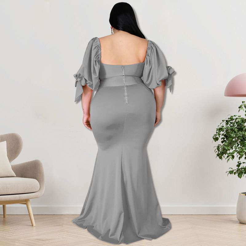 Plus Size Women's Willow Edge Bubble Sleeve Split Large Hem Fashion Dresses