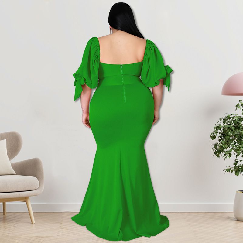 Plus Size Women's Willow Edge Bubble Sleeve Split Large Hem Fashion Dresses