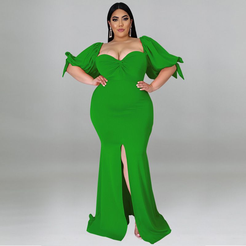 Plus Size Women's Willow Edge Bubble Sleeve Split Large Hem Fashion Dresses