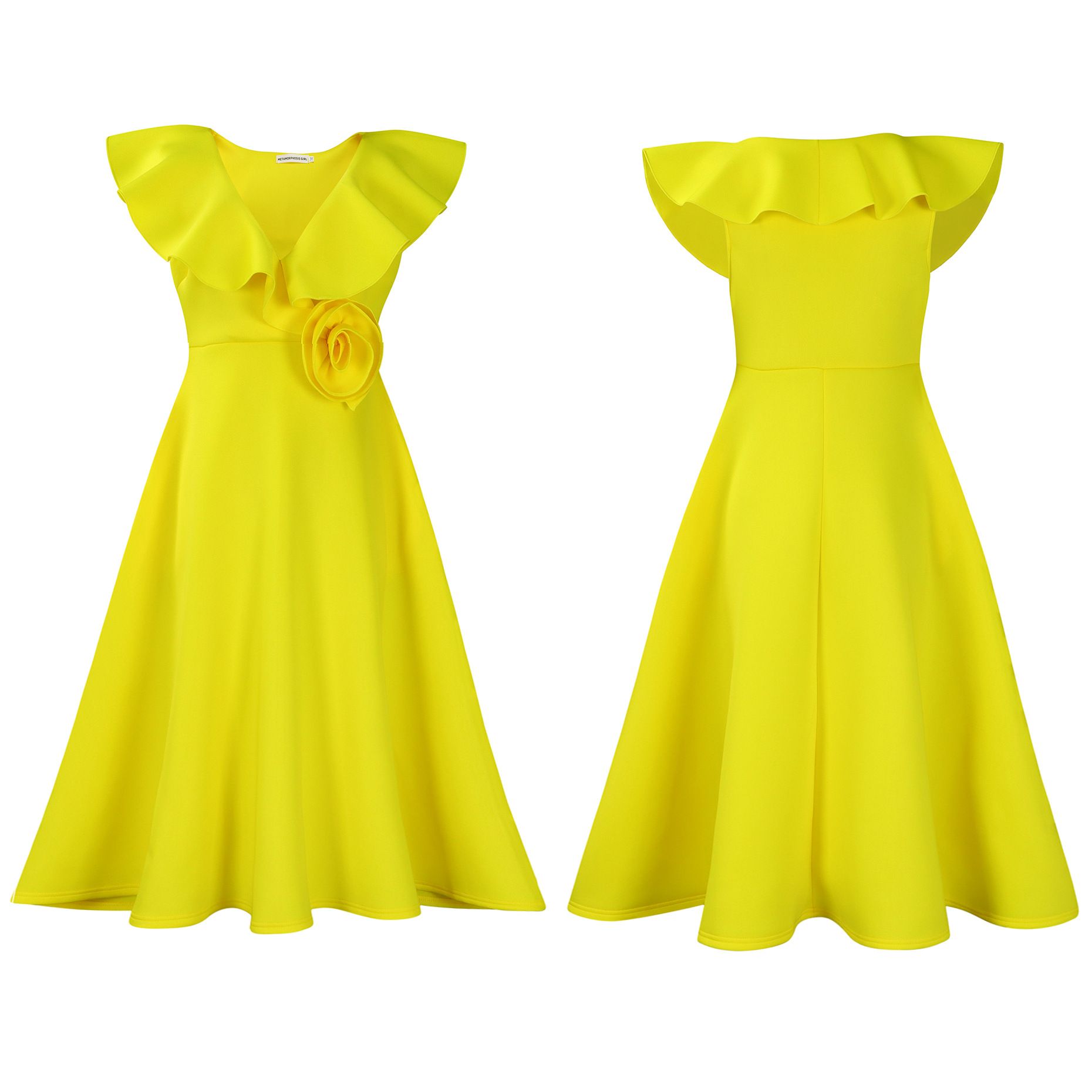 Amazon V Neck Ruffle Stereoscopic Floral Hem Evening Party Dresses