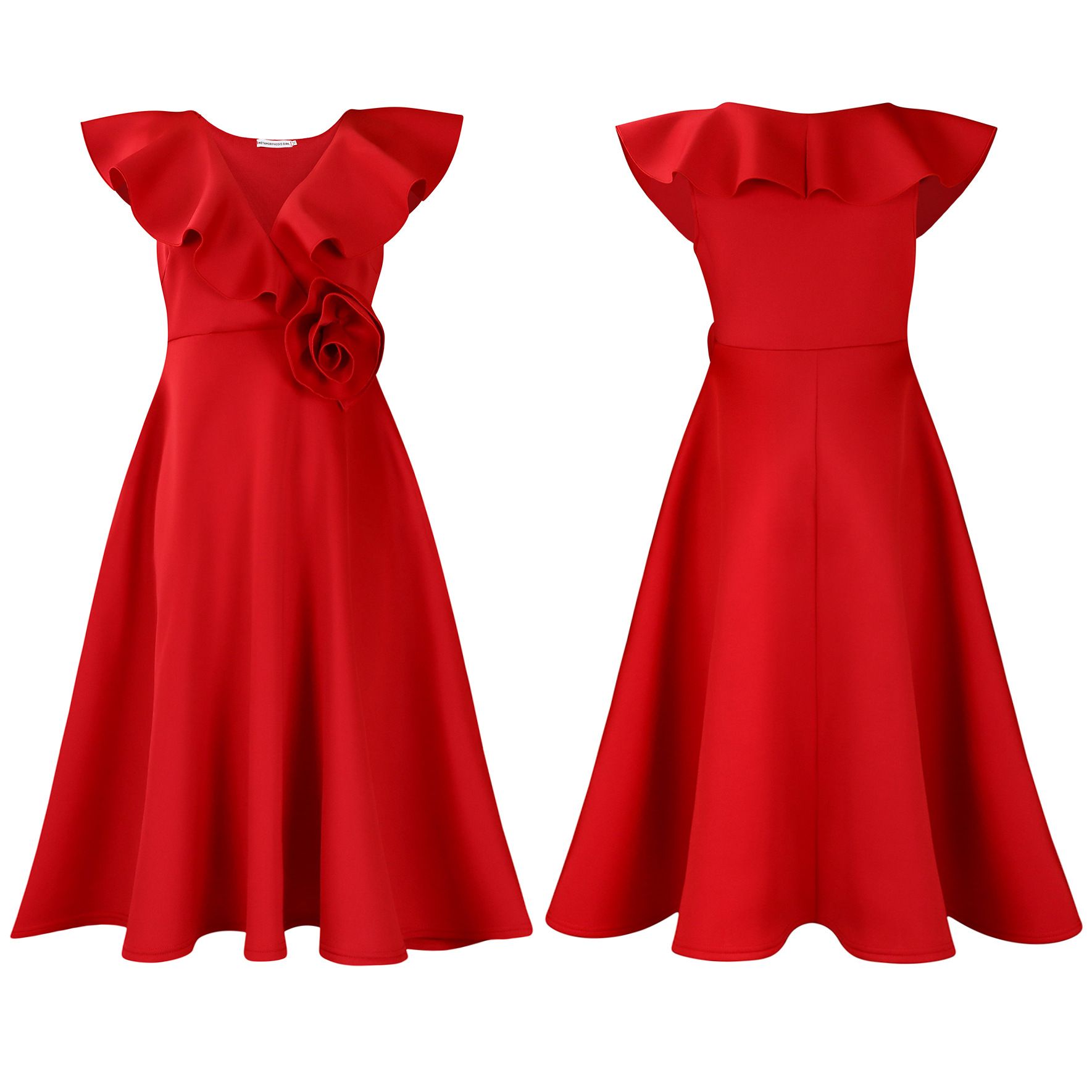 Amazon V Neck Ruffle Stereoscopic Floral Hem Evening Party Dresses