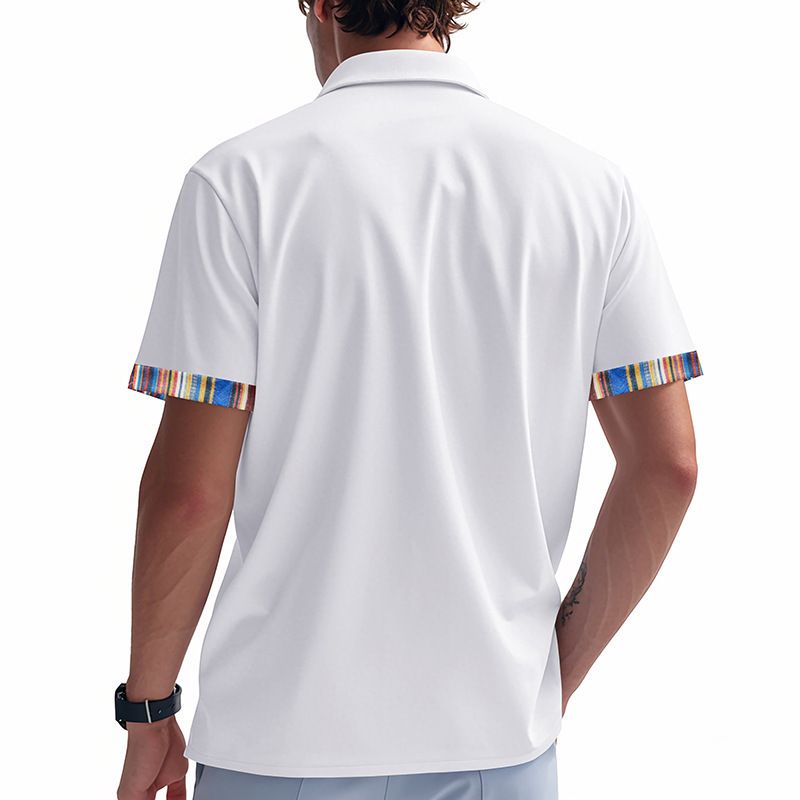 New Summer Men's Loose Casual Light Luxury Bohemian Style Colour Collision Shirt Short Sleeve Cardigan