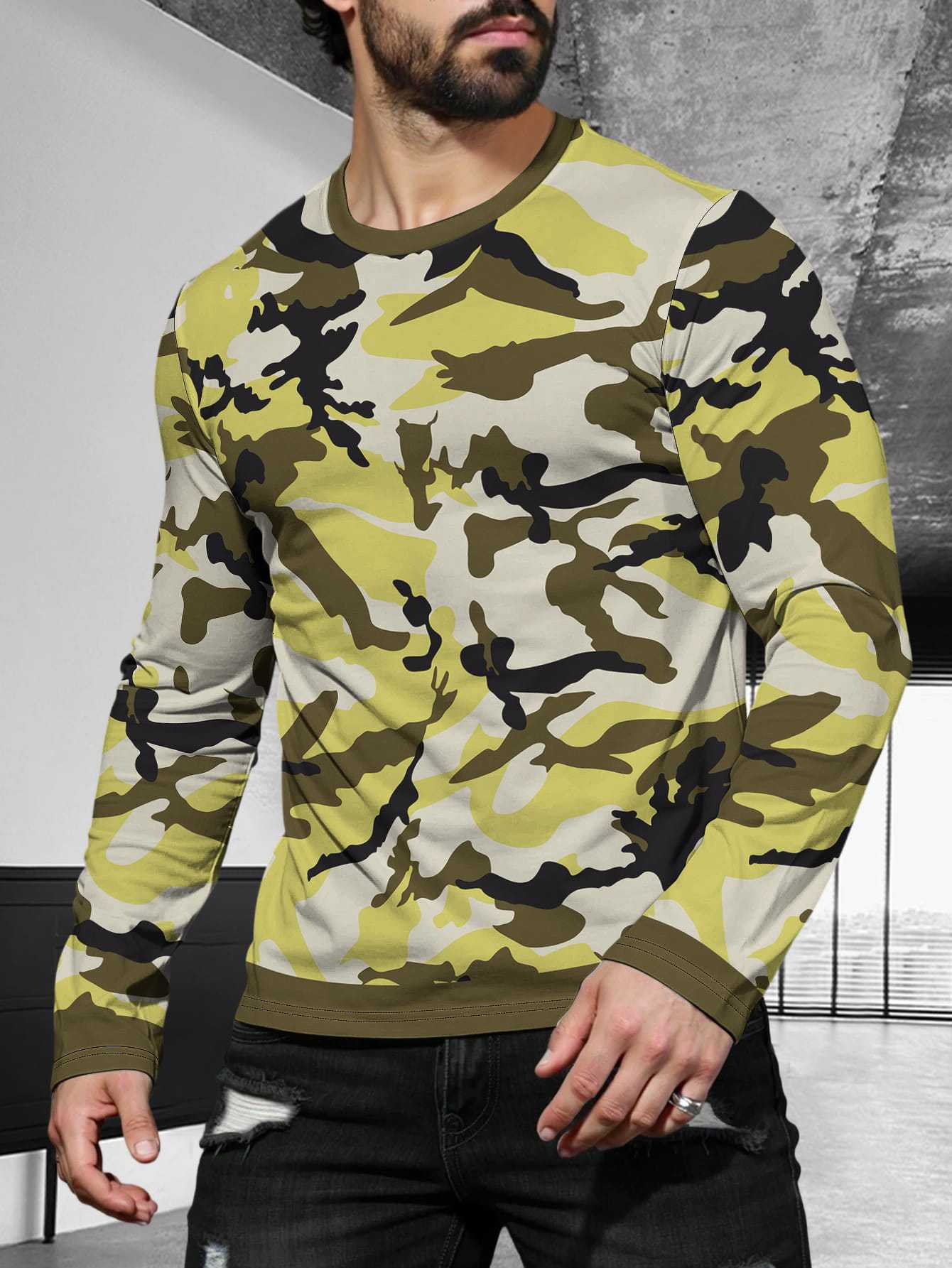 2025 Long-sleeved Fashion Simple Trend Round Neck T-Shirt Men's Casual Sports