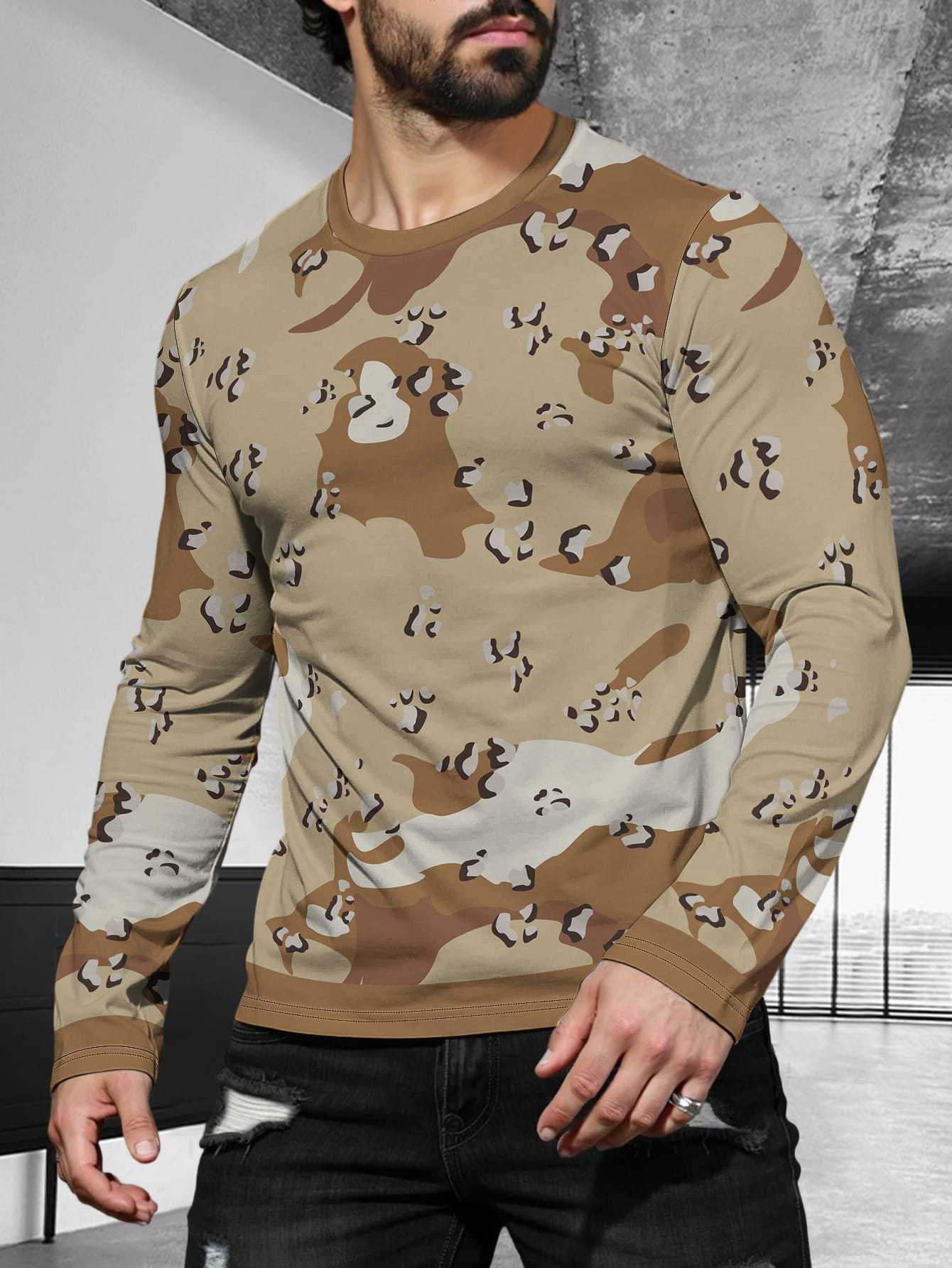 2025 Long-sleeved Fashion Simple Trend Round Neck T-Shirt Men's Casual Sports