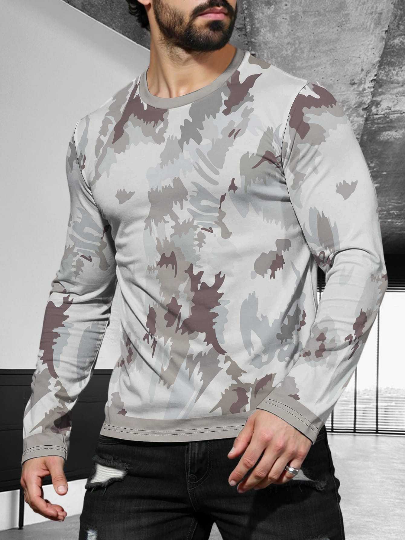 2025 Long-sleeved Fashion Simple Trend Round Neck T-Shirt Men's Casual Sports