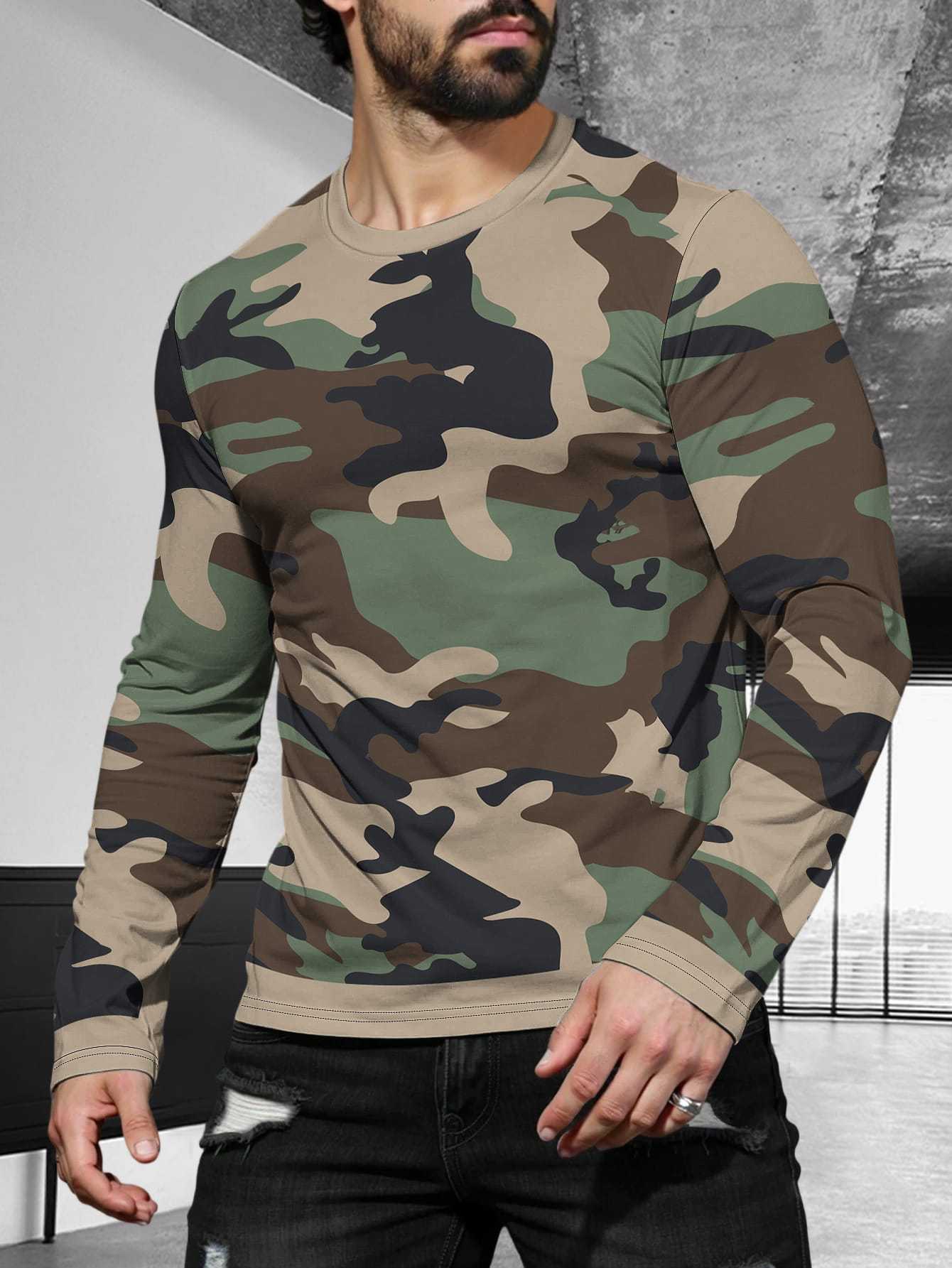 2025 Long-sleeved Fashion Simple Trend Round Neck T-Shirt Men's Casual Sports