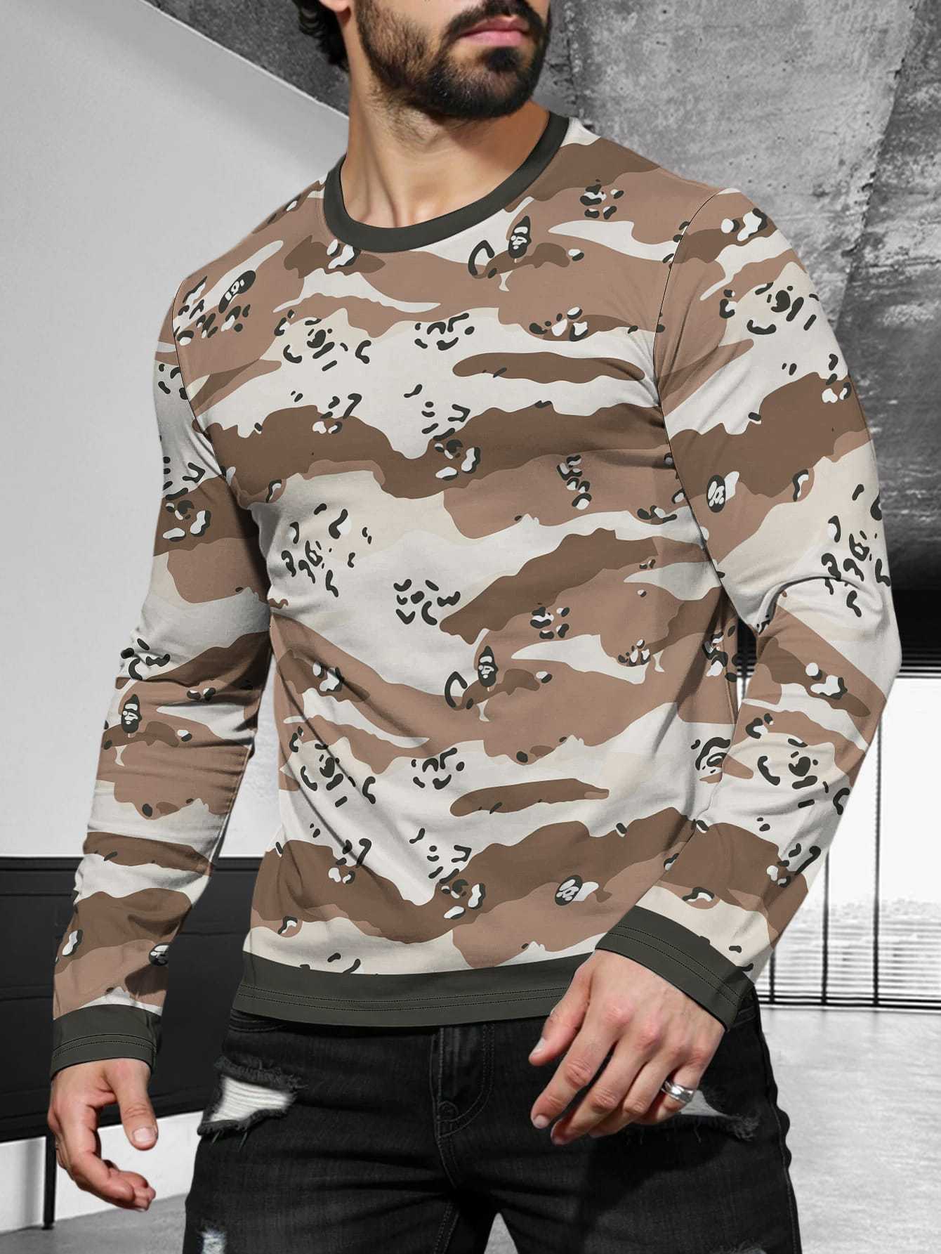 2025 Long-sleeved Fashion Simple Trend Round Neck T-Shirt Men's Casual Sports