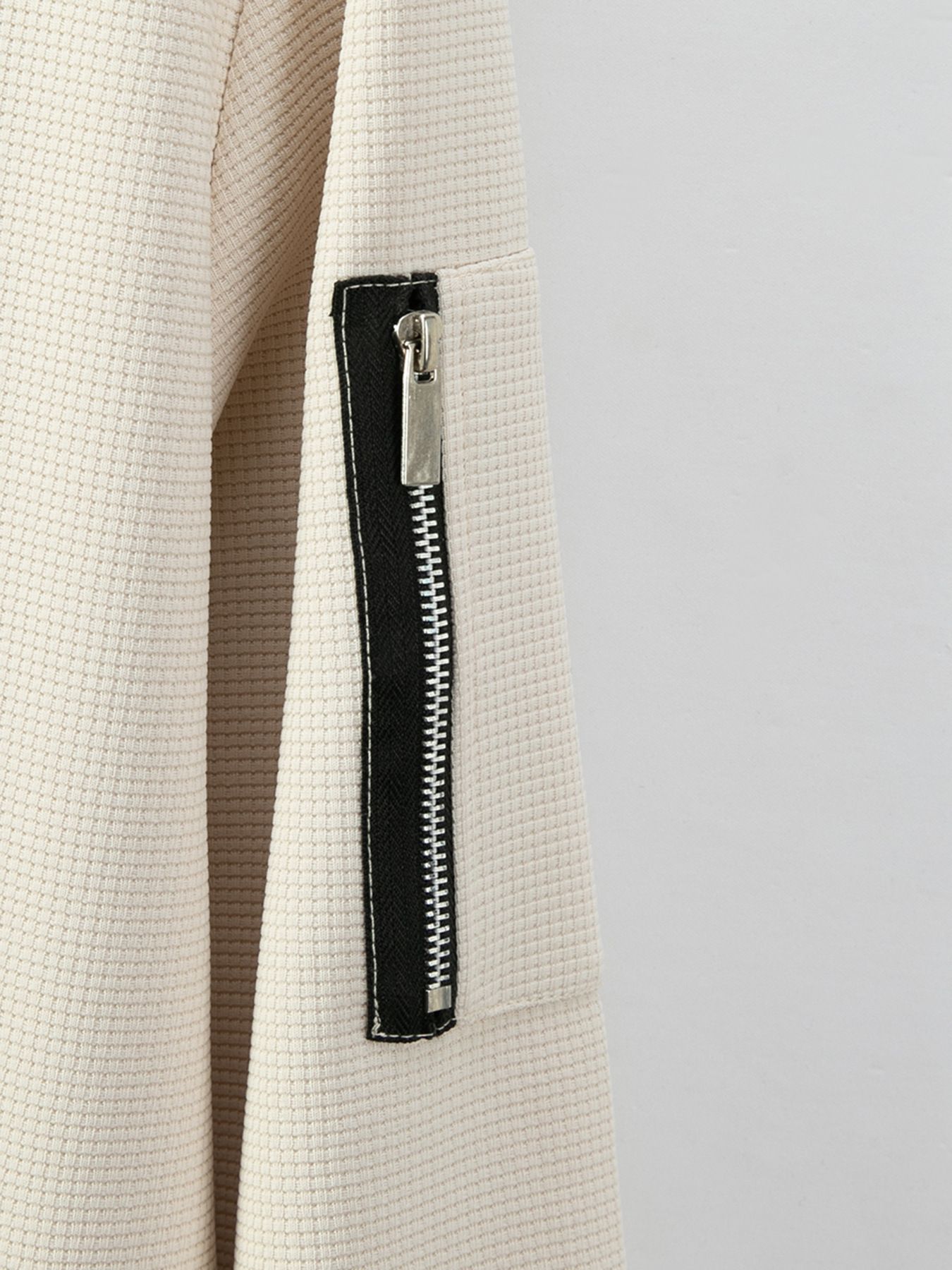 New Men's 300G Waffle Weave Solid Colour Cardigan with Pocket, Zip-Up Stand Collar Jacket